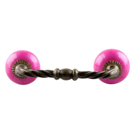 Neon Pink Ceramic Cut Bridge handles